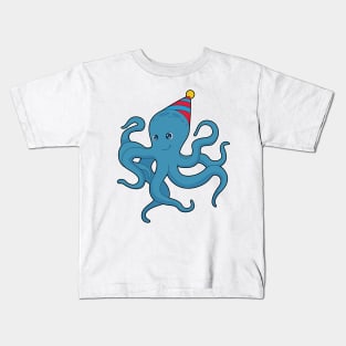 Octopus Birthday Party hat Kids T-Shirt